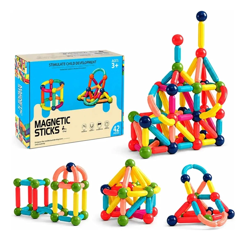 BLOQUES MAGNE TICOS DE CONSTRUCCION 42 PIEZAS PARA JUGAR Y APRENDER - 1