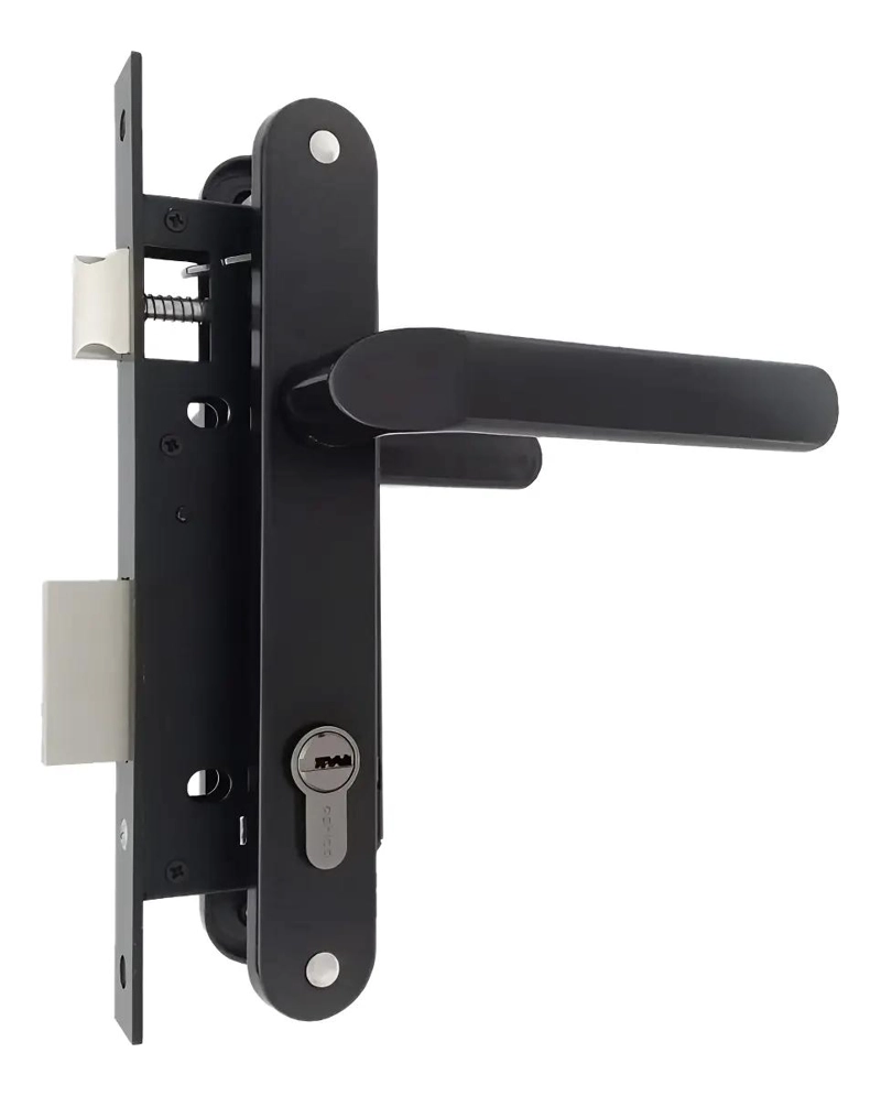 CERRADURA MINIMALISTA PARA PUERTAS ABATIBLES CON MANILLA NEGRA - 1