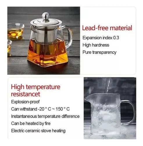 TETERA DE VIDRIO RESISTENTE AL FUEGO CON INFUSOR 750ML - 8