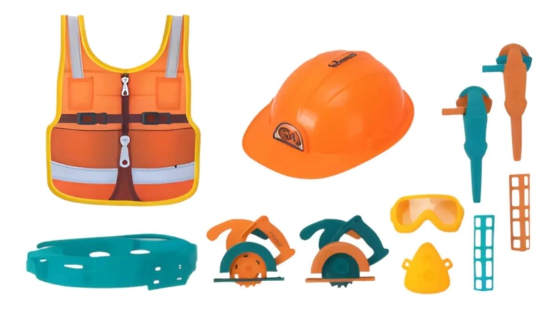 SET DE CONSTRUCCION INFANTIL CON CASCO Y HERRAMIENTAS DE JUGUETE - 3