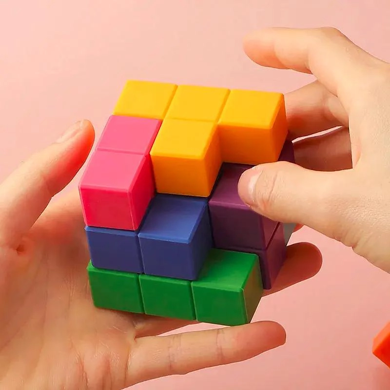 CUBO DE BLOQUES DE CONSTRUCCION PARA NIÑOS EN SILICONA - 9