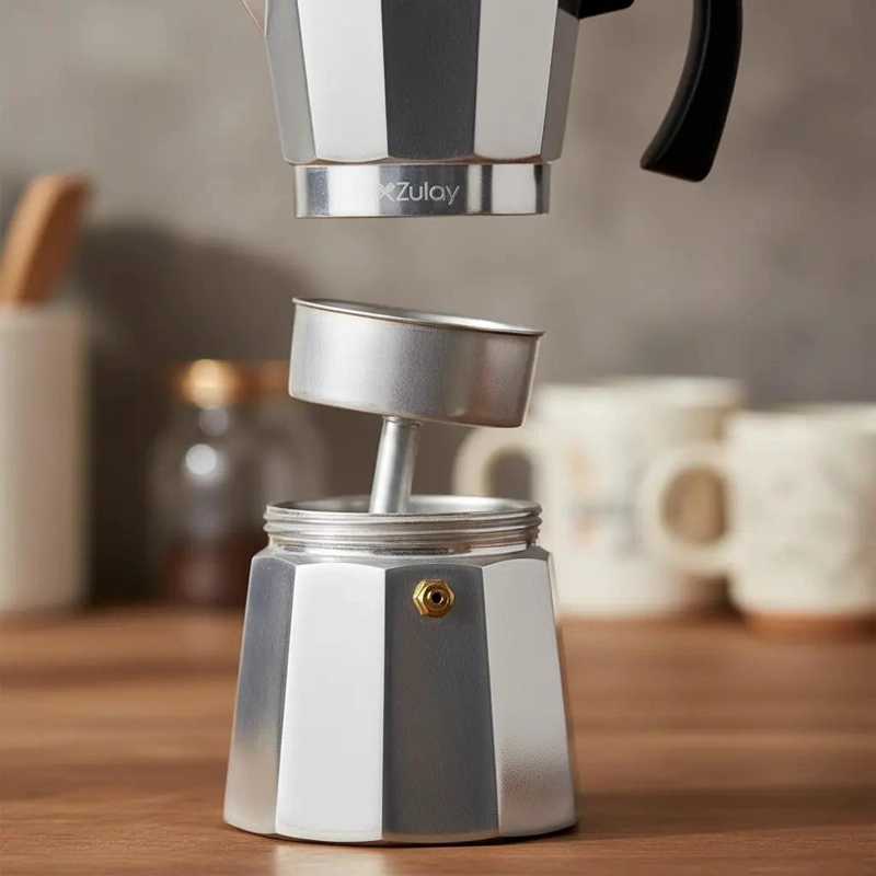 CAFETERA ESPRESSO DE ALUMINIO PARA 6 TAZAS CON MANGO ERGONOMICO - 3