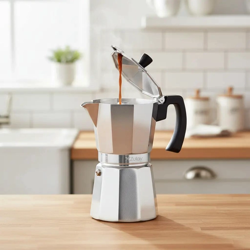 CAFETERA ESPRESSO DE ALUMINIO PARA 6 TAZAS CON MANGO ERGONOMICO - 5
