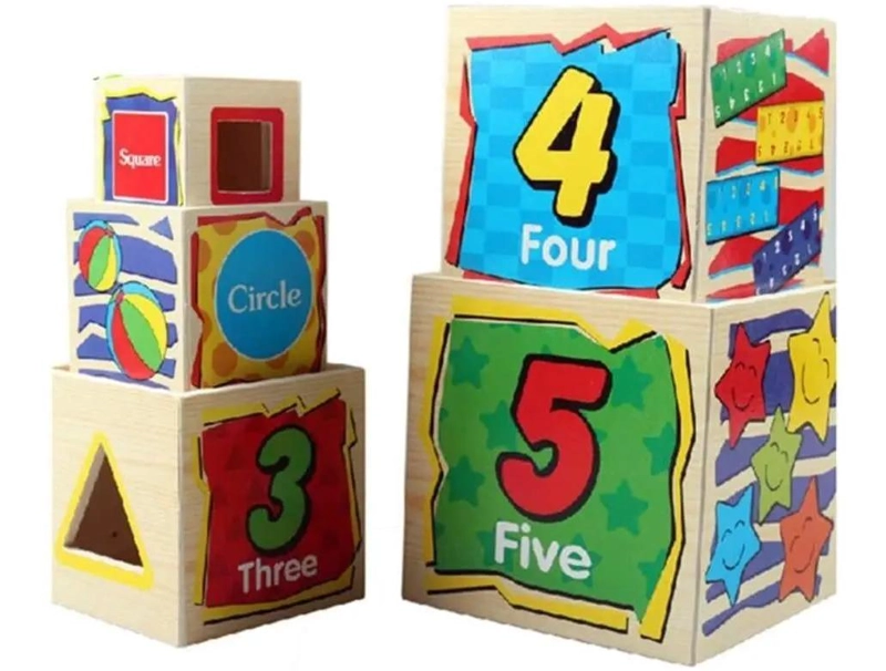CUBO TORRE DE BLOQUES DE MADERA DIDACTICO PARA NIÑOS - 6