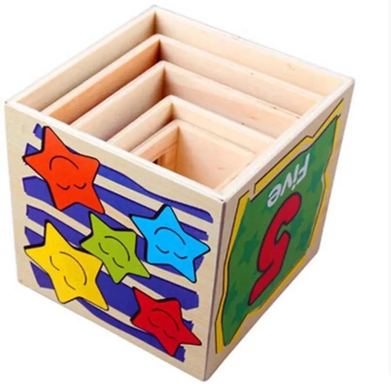 CUBO TORRE DE BLOQUES DE MADERA DIDACTICO PARA NIÑOS - 7