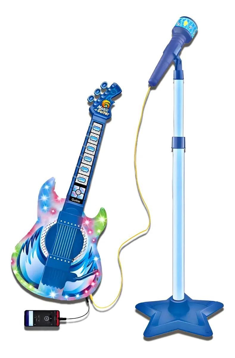 GUITARRA MUSICAL INFANTIL CON MICROFONO Y LUCES - 1