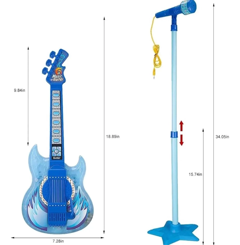 GUITARRA MUSICAL INFANTIL CON MICROFONO Y LUCES - 5