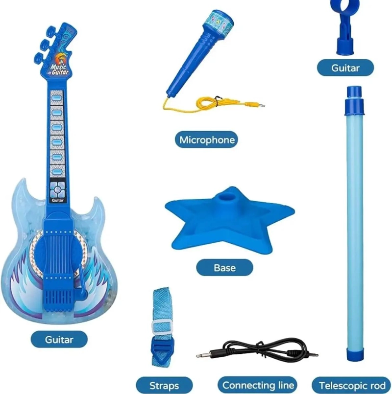 GUITARRA MUSICAL INFANTIL CON MICROFONO Y LUCES - 7