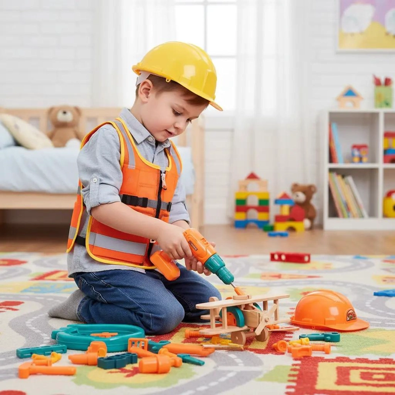 SET INFANTIL DE CONSTRUCCION CON CASCO Y HERRAMIENTAS DE JUGUETE - 5
