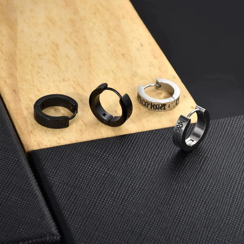 ARETES DE ARO VIKINGOS DE ACERO INOXIDABLE PARA HOMBRE Y MUJER - 4