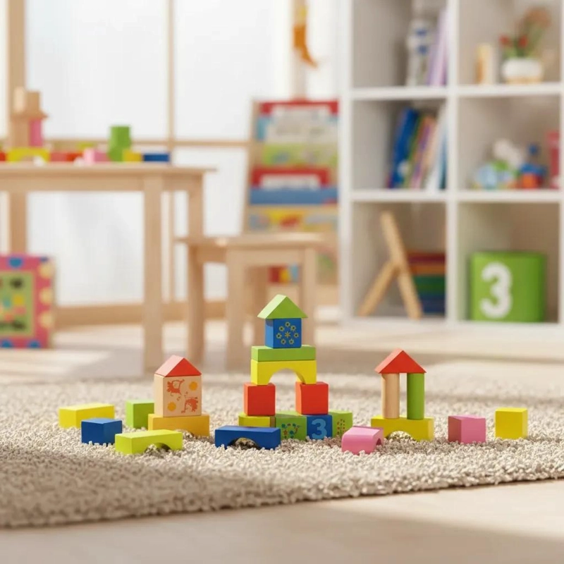 BLOQUE DIDACTICO DE MADERA CON 50 PIEZAS PARA NIÑOS - 3
