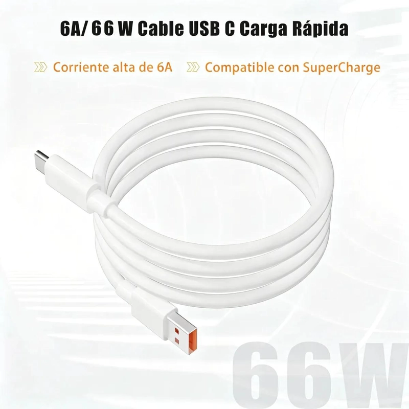 CABLE USB TIPO C 2M CARGA RAPIDA 66W PARA DISPOSITIVOS - 2