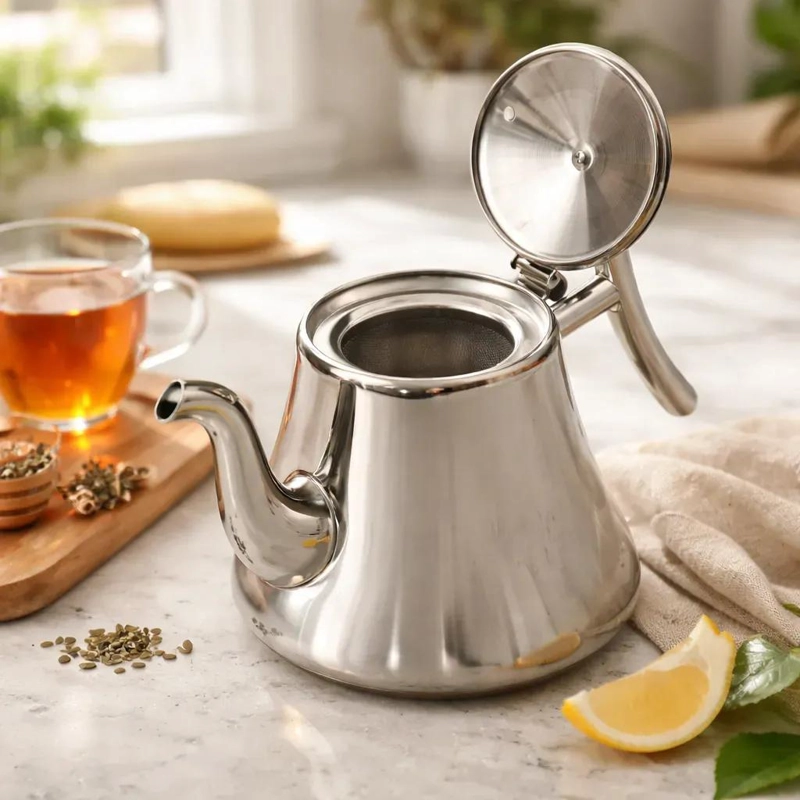 TETERA INFUSOR DE TE  DE ACERO INOXIDABLE 1.5L CON FILTRO - 4