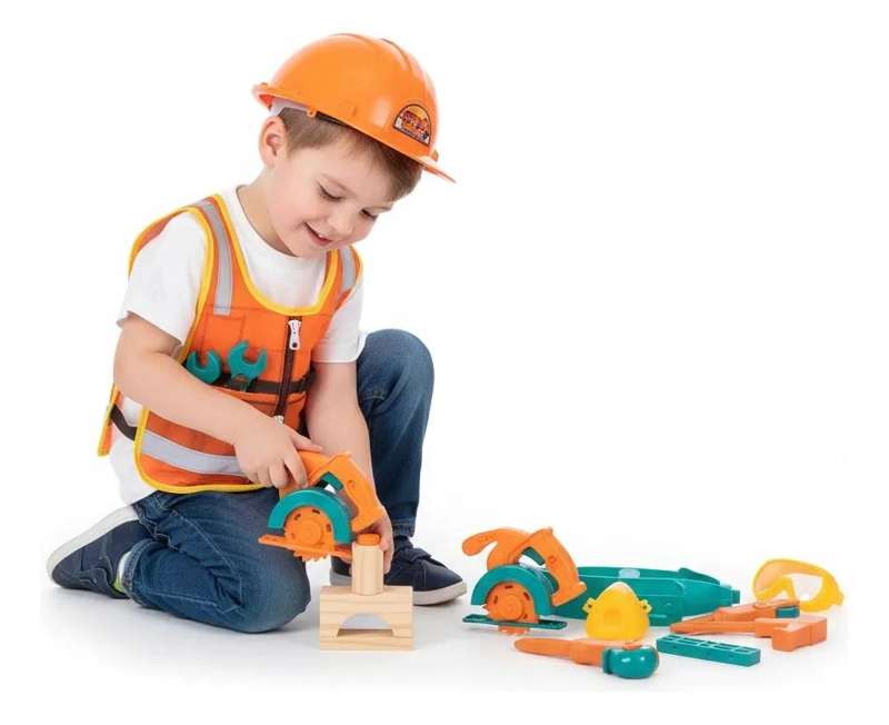 SET DE CONSTRUCCION INFANTIL CON CASCO Y HERRAMIENTAS SEGURAS - 3