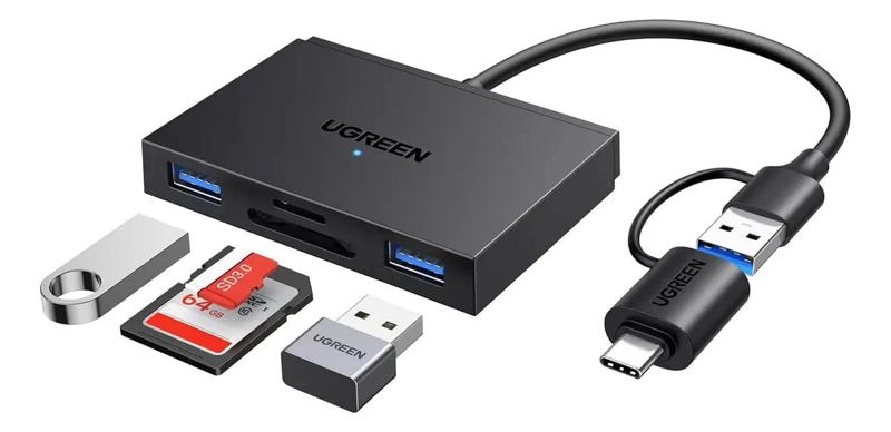LECTOR DE TARJETAS DE MEMORIA USB Y TIPO C PARA SD - 1