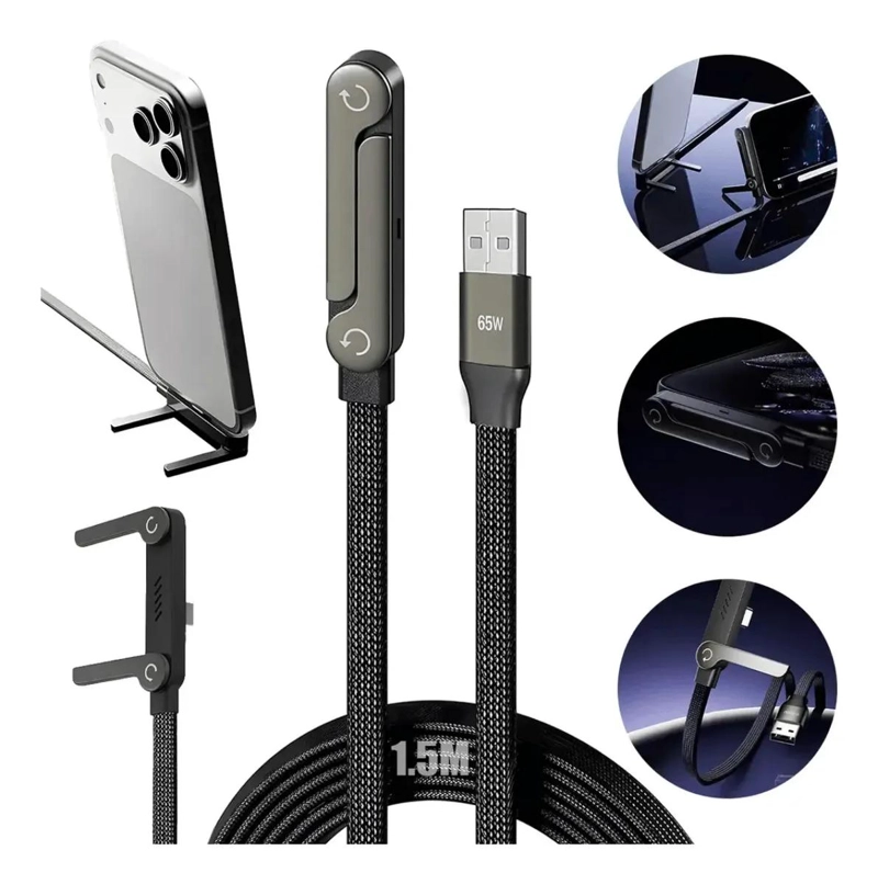 CABLE USB A A TIPO C 65W CON SOPORTE PLEGABLE PARA JUEGOS - 1