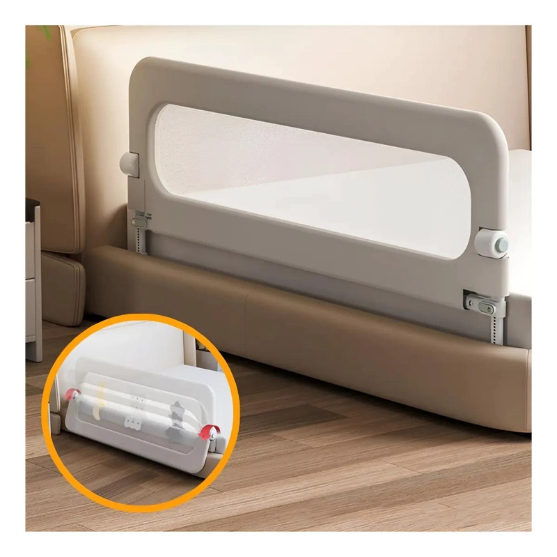 BARANDA DE CAMA ABATIBLE AJUSTABLE PARA BEBE S COLOR GRIS - 1