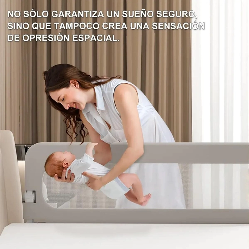 BARANDA DE CAMA ABATIBLE AJUSTABLE PARA BEBE S COLOR GRIS - 3