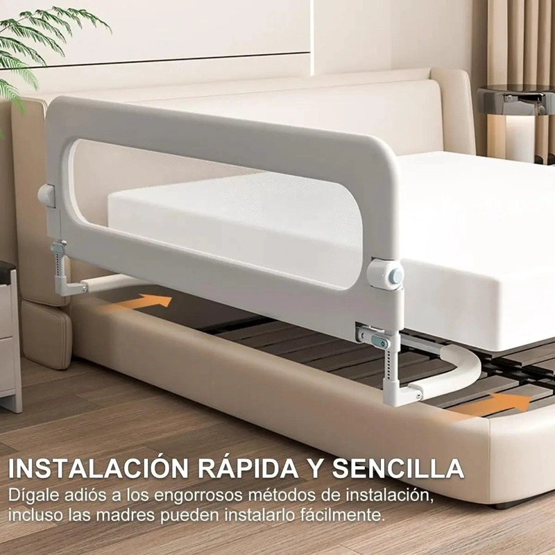 BARANDA DE CAMA ABATIBLE AJUSTABLE PARA BEBE S COLOR GRIS - 5