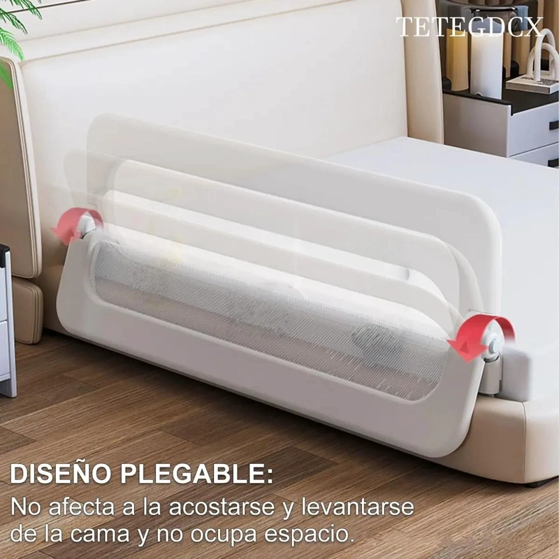 BARANDA DE CAMA ABATIBLE AJUSTABLE PARA BEBE S COLOR GRIS - 6