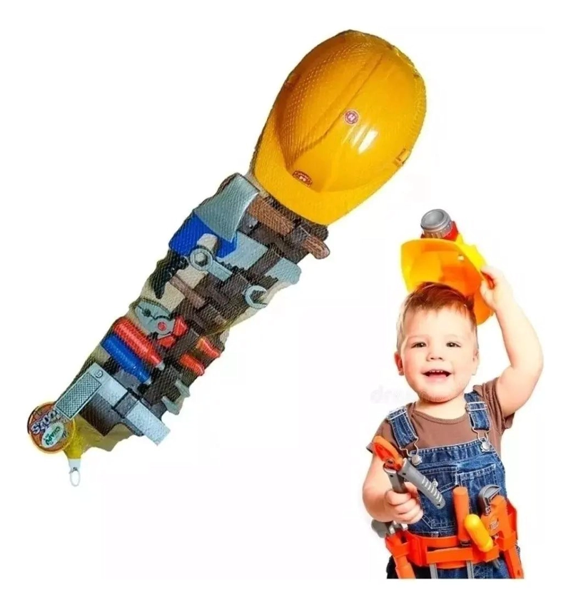SET DE HERRAMIENTAS DE CONSTRUCCION PARA NIÑOS CON CASCO Y CINTURON - 1