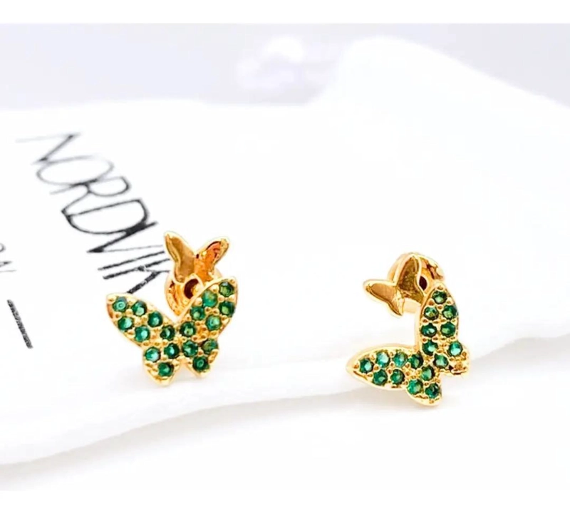 AROS DE MARIPOSA CON CIRCONITAS VERDES EN PLATA 925 - 3