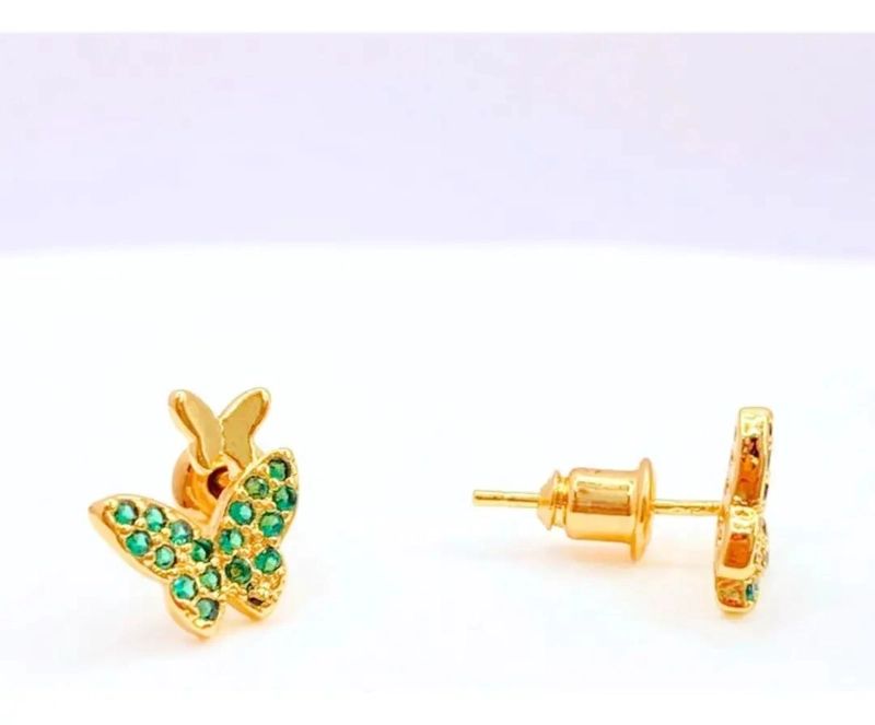 AROS DE MARIPOSA CON CIRCONITAS VERDES EN PLATA 925 - 5