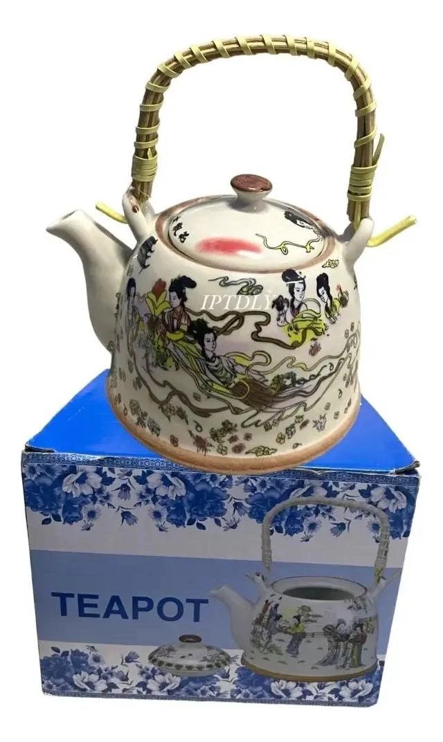 TETERA DE CERAMICA CON DISEÑO FLORAL Y INFUSOR METALICO - 1