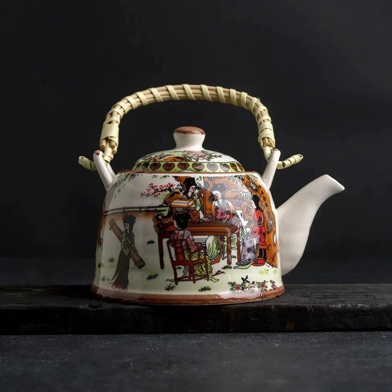 TETERA DE CERAMICA CON DISEÑO FLORAL Y INFUSOR METALICO - 3