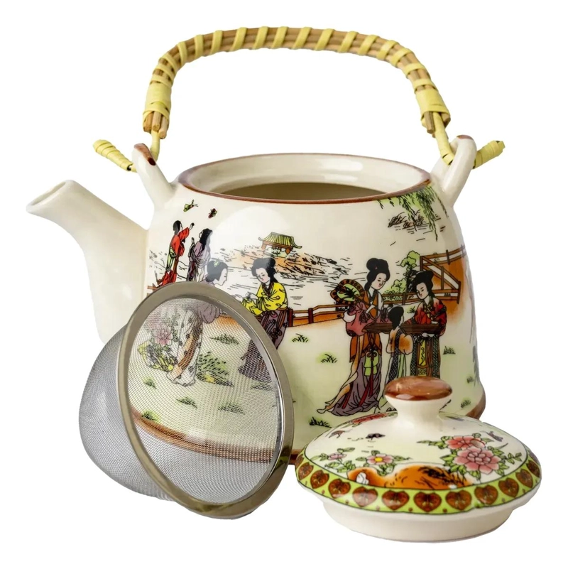 TETERA DE CERAMICA CON DISEÑO FLORAL Y INFUSOR METALICO - 4