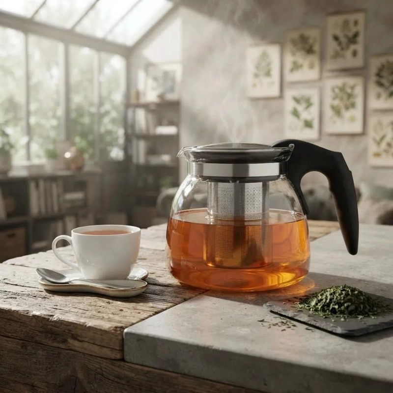 TETERA DE VIDRIO CON INFUSOR DE ACERO INOXIDABLE 1100 ML - 2