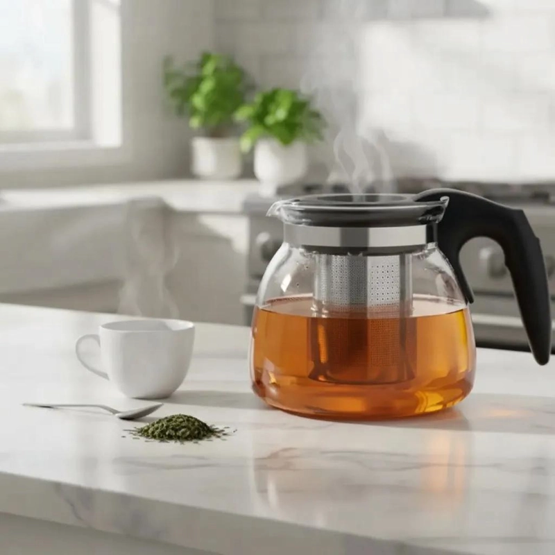 TETERA DE VIDRIO CON INFUSOR DE ACERO INOXIDABLE 1100 ML - 4