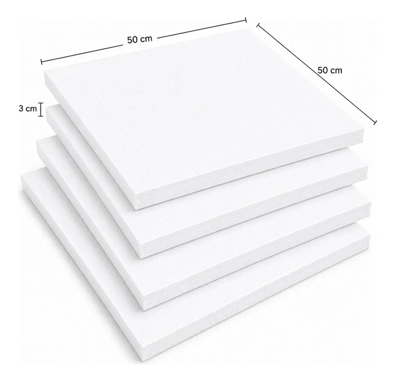 PLANCHA DE PLUMAVIT ALTA DENSIDAD 50X50X3 CM PACK DE 4 UNIDADES - 1