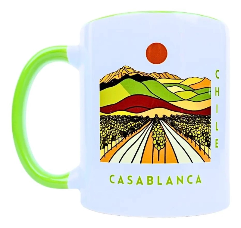 TAZA DE CERAMICA COLORIDA CON MOTIVOS DE PAISAJES CHILENOS - 2