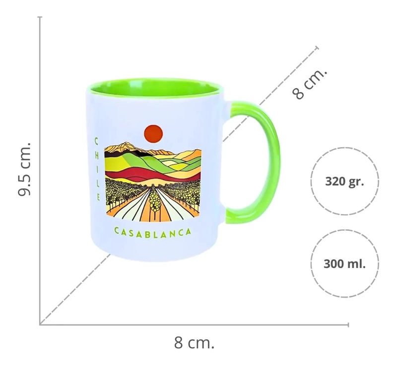 TAZA DE CERAMICA COLORIDA CON MOTIVOS DE PAISAJES CHILENOS - 4