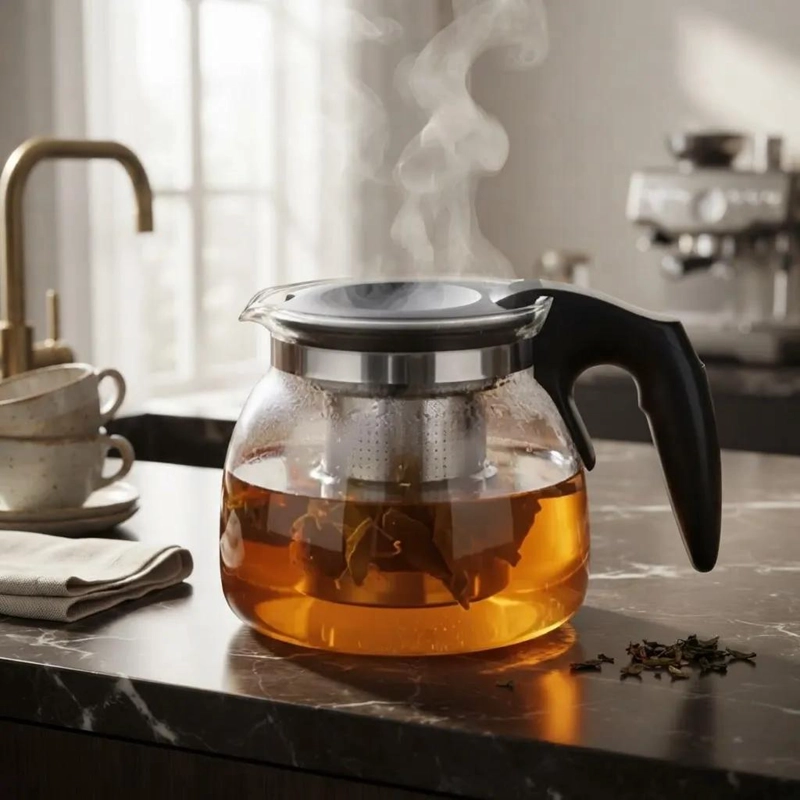 TETERA DE VIDRIO CON INFUSOR DE ACERO INOXIDABLE 700 ML - 1