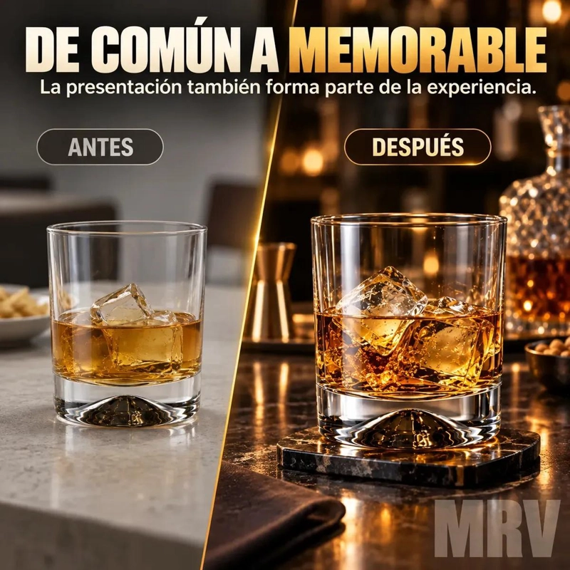 SET DE 6 VASOS BAJOS DE VIDRIO PARA WHISKY Y COCTELES 340 CC - 3