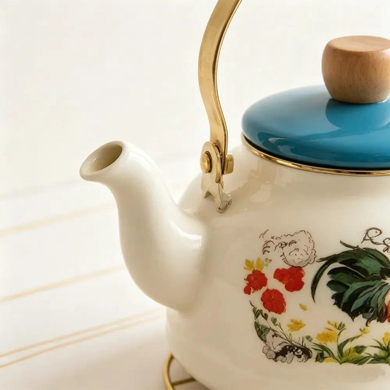 TETERA ESMALTE VINTAGE 2.5L DISEÑO GALLO PORTATIL - 5