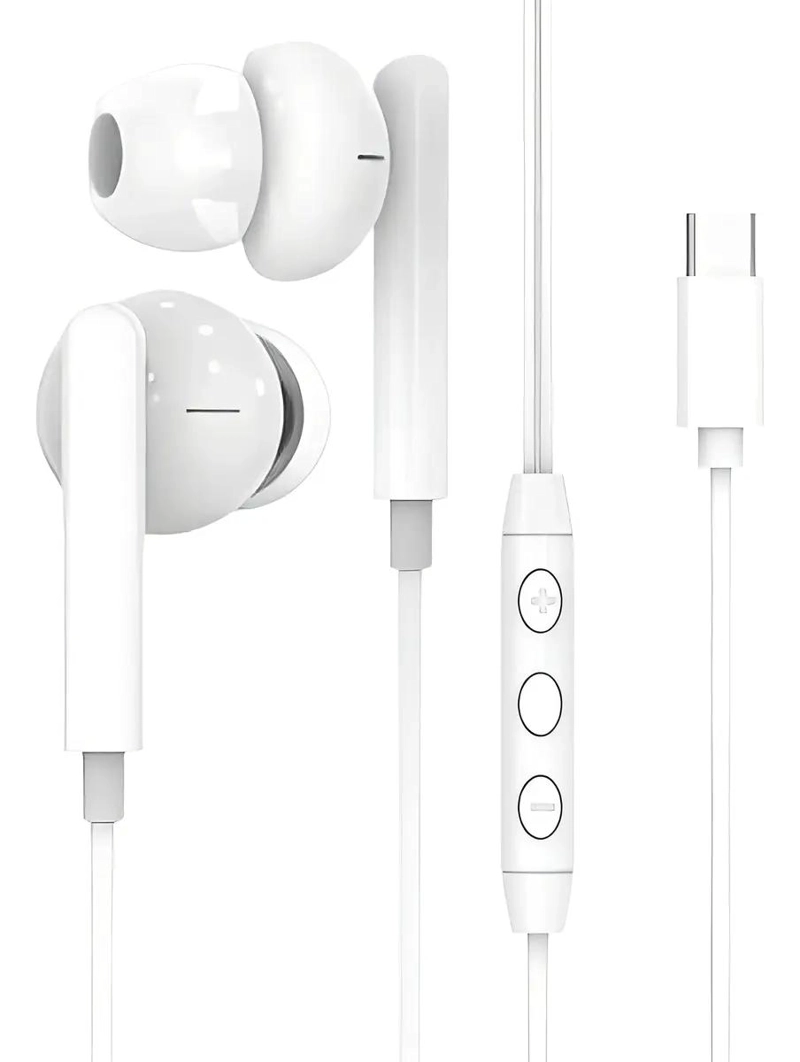 AUDIFONOS IN-EAR USB TIPO C PARA ANDROID COLOR BLANCO - 1