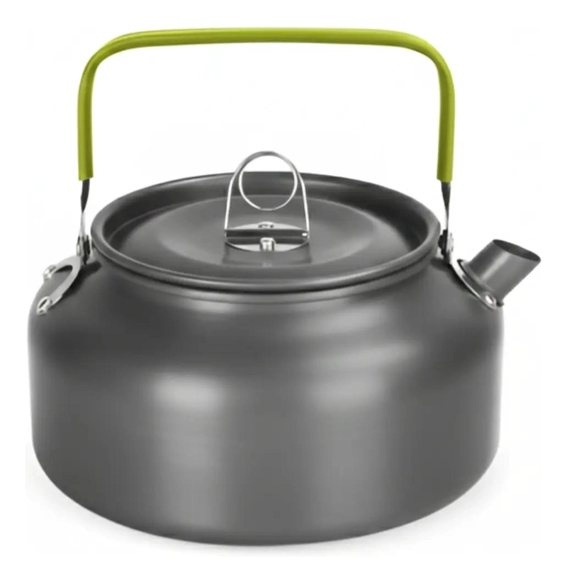 TETERA COMPACTA DE CAMPING 1.2 LITROS GRIS Y VERDE - 1