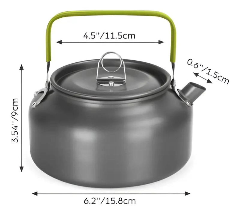 TETERA COMPACTA DE CAMPING 1.2 LITROS GRIS Y VERDE - 3