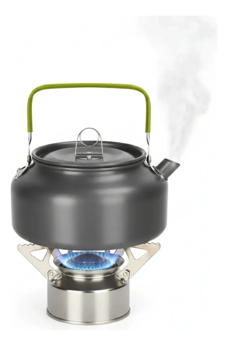 TETERA COMPACTA DE CAMPING 1.2 LITROS GRIS Y VERDE - 5