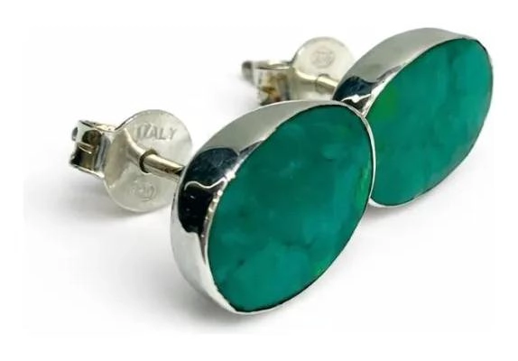 AROS OVALADOS DE CRISOCOLA EN PLATA 950 PARA MUJER - 3
