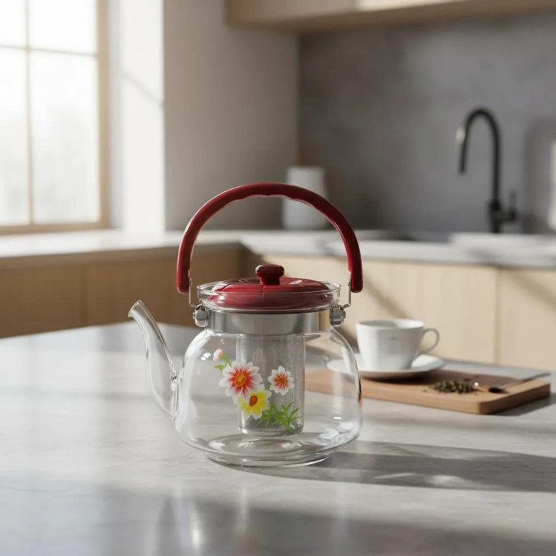 TETERA DE VIDRIO BOROSILICATO 1800 ML CON INFUSOR PARA TE  Y CAFE - 1