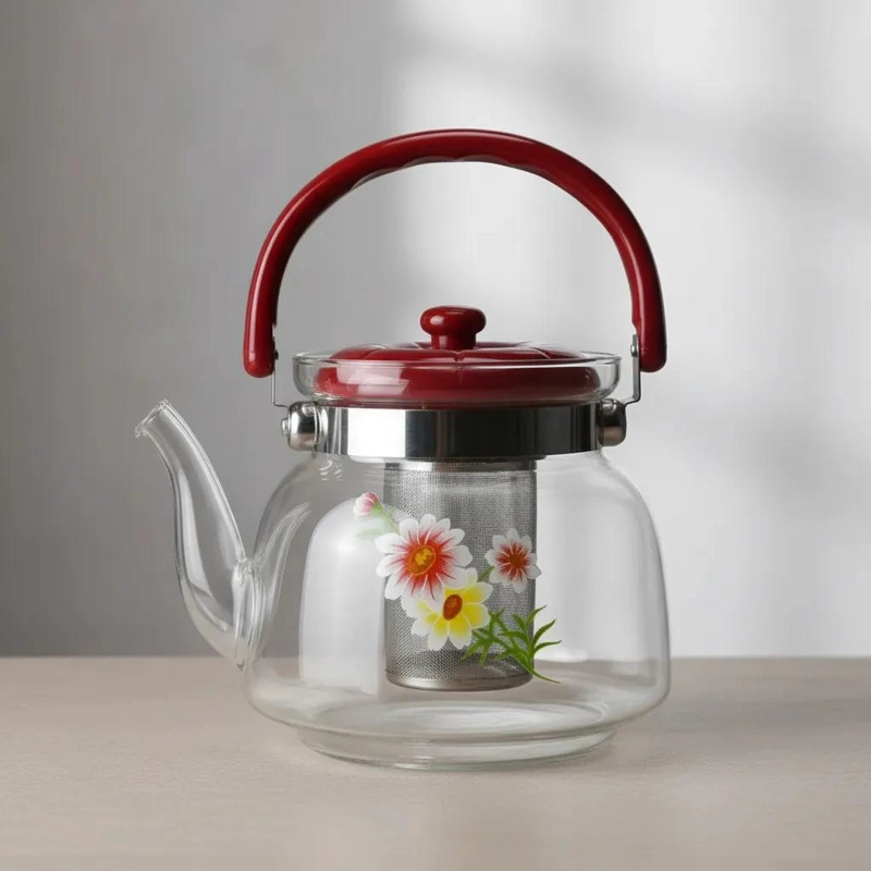 TETERA DE VIDRIO BOROSILICATO 1800 ML CON INFUSOR PARA TE  Y CAFE - 6