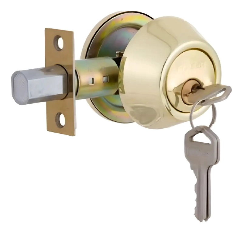 CERRADURA DE PUERTA DE LATON DORADO PARA SEGURIDAD - 1
