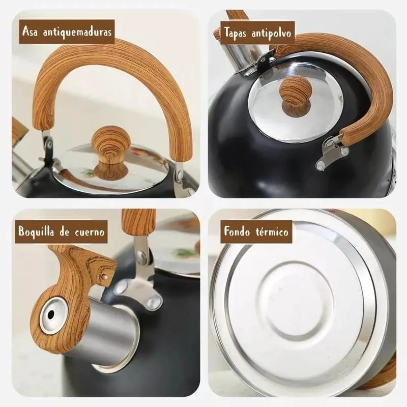 TETERA SILBANTE DE ACERO INOXIDABLE PARA HERVIR AGUA RAPIDO - 5