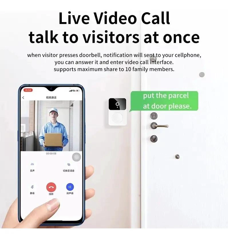 TIMBRE INALAMBRICO CON CAMARA Y MICROFONO PARA SEGURIDAD - 4