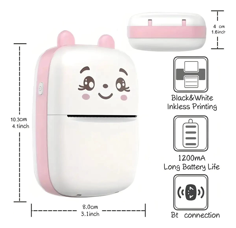 MINI IMPRESORA TE RMICA PORTATIL BLUETOOTH COLOR ROSA - 8