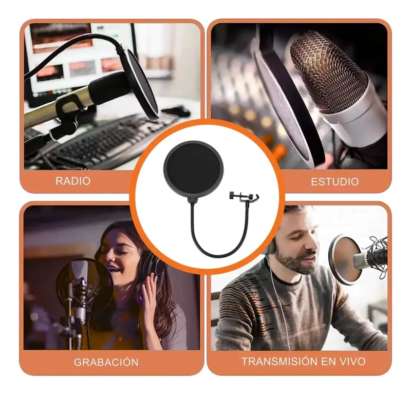 FILTRO ANTI-POP FLEXIBLE DOBLE MALLA PARA MICROFONOS - 8